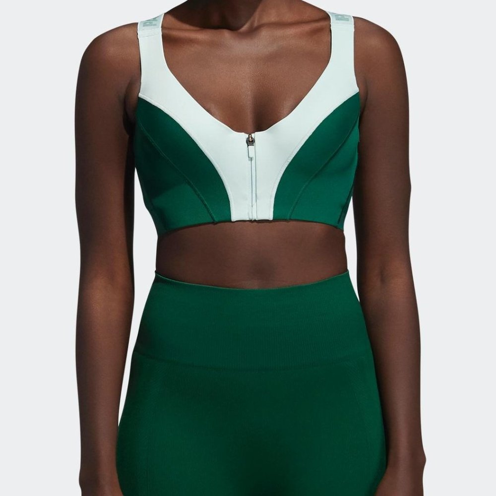 Adidas Women's Ivy park Green Tint Medium Support Zip Bra Size XS H25157